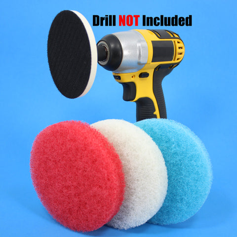 Drill Brush - Drill Power Pad Set - Bathroom - Drill Scrubber Attachment -  Cleaning Pads - Shower Door - Baseboard - Power Cleaner - Bathroom Sink 