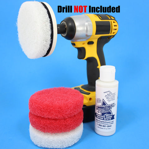 4inch Red and White Scrub Pads with Driver and Bring it On Cleaner